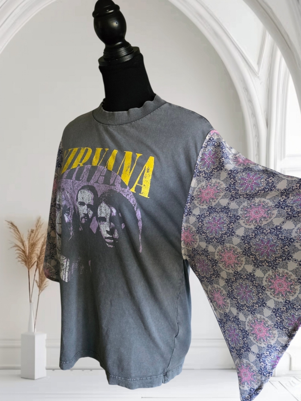 Upcycled Nirvana Band Tee With Flow Sleeves - Picture 3 of 6